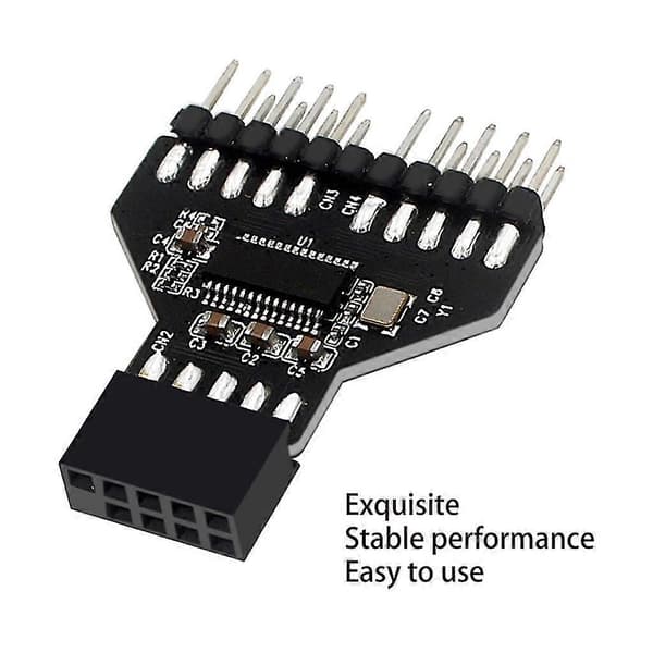Desktop 9-Pin Usb2.0 Hub-kontakt Hovedkort Usb 9pin Splitter For Datamaskin