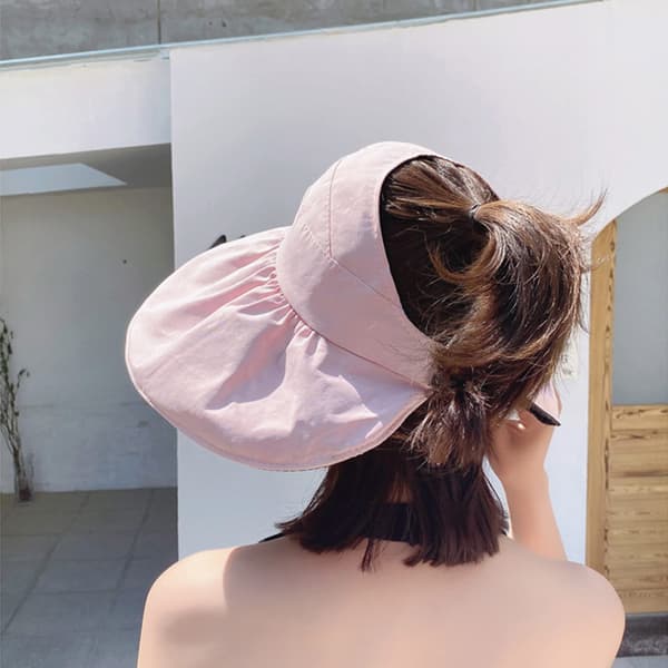 Hatter Damer Solhatter Stor Bred Bremskjerm Hestehalehatt (Rosa)