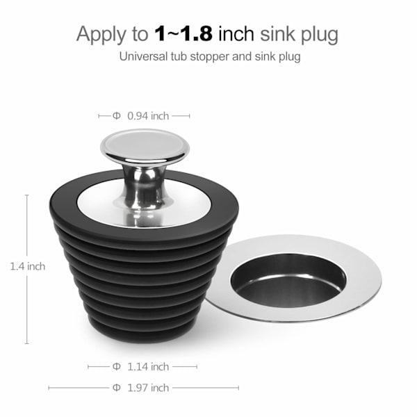 2-pack universell badpropp, lämplig för 25mm-47mm avloppshål