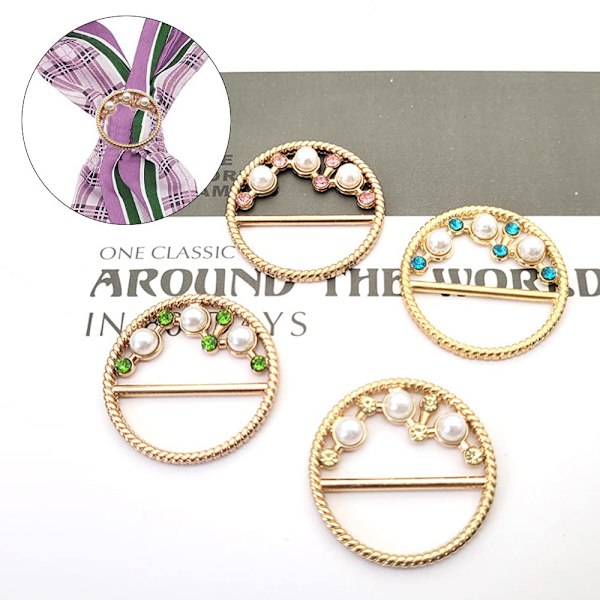 8 st metallkläder wrap cirkelklämma spänne silke sjal ringklämmor runda strass sjal ring spänne för klänning midja hatt dekor