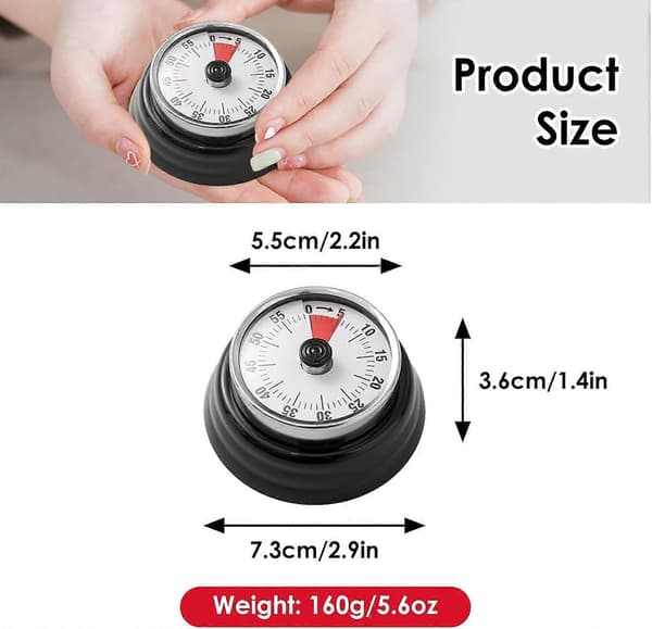 1 stk. visuell timer, kjøkkentimer med magnetisk base