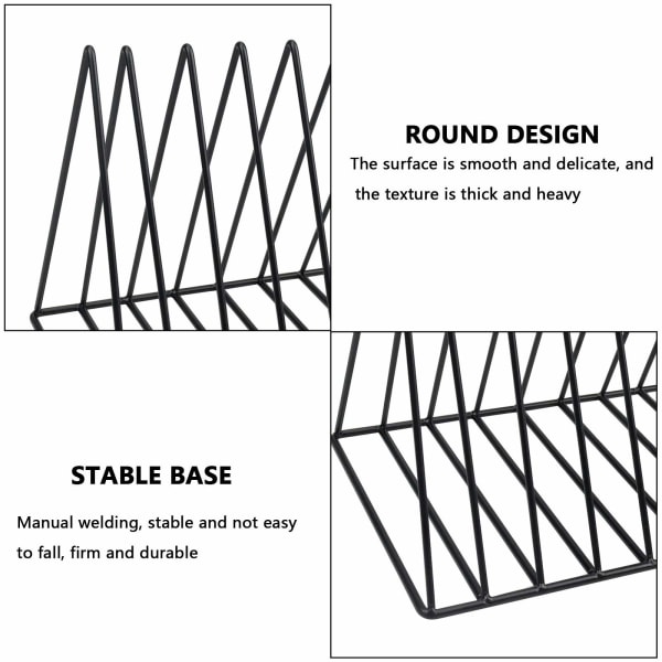 Triangle Desktop Opbevaringshylde, 9 Slots Metal Pladeholder Stativ, Vinylhylde Fritstående, Dokumentstativ, Multifunktionel Skrivebordsarrangør Bogreol