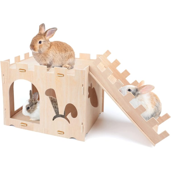 Ekstra stort tre kanin slott kanin lekehus avtakbar