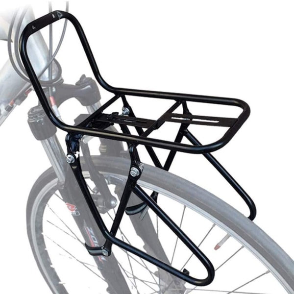Cykelforreste taskeholder 15KG belastningscykelstativ Bremseramme Bagagehylde Kan bære taske/cykelkurv/telt/sovepose