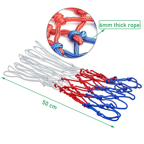 Basketball Net, 4 Pak Højtydende Basketball Net Udskiftning Farvet Basketball Hoop Stand Nets Netball Ring Basket Ball Hoop Nets, 12 Loops