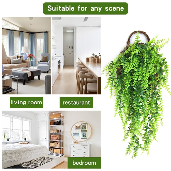 2 pakkaa keinotekoisia riippukasveja, keinotekoisia peräkasveja, tekolehtiä seinäkoristeita sisätiloihin ulkokäyttöön, hääparvekkeen sisäpihan koristelu