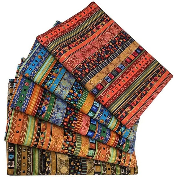 5 stykker etnisk mønster bomuld og linned trykt stof (50×40 cm)