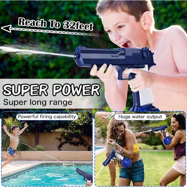 Elektrisk vannpistol for voksne og barn | 32Ft rekkevidde automatiske vannpistoler 434Cc+58Cc stor kapasitet | Sterkeste vannsprayer vannsprøytepistoler