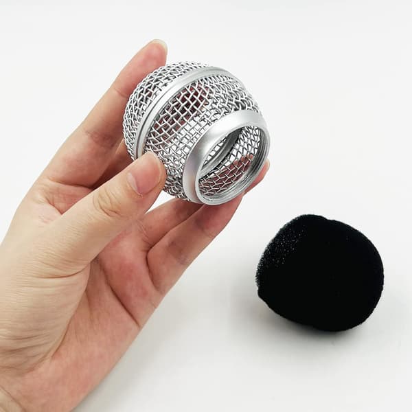 4 stk. metallmikrofonhoder i mesh, kompatibel med SM58 (sølv)