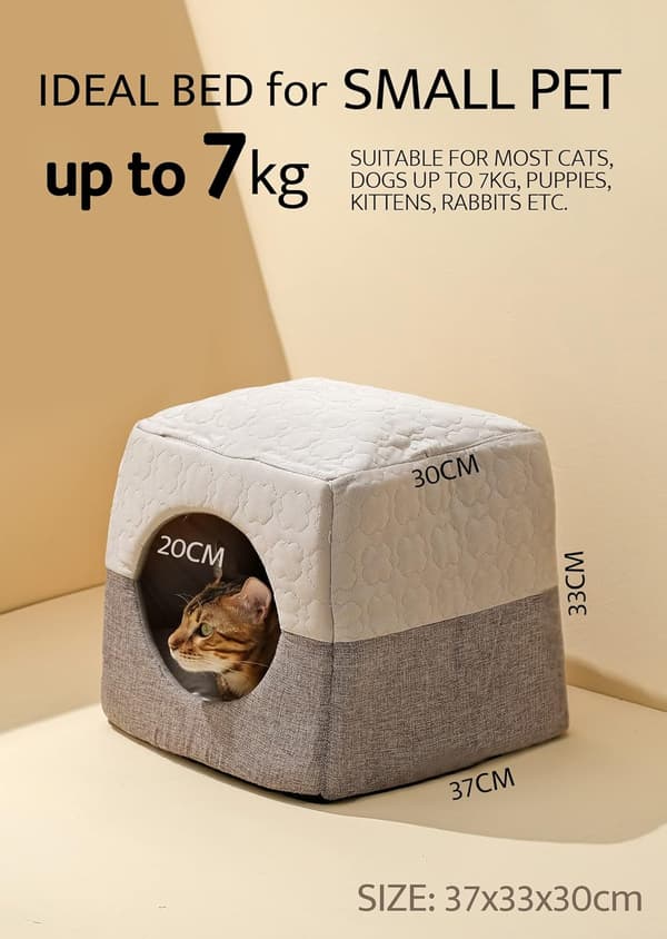 Kattehule seng for innendørs katter opptil 7 kg, 37x33x30cm