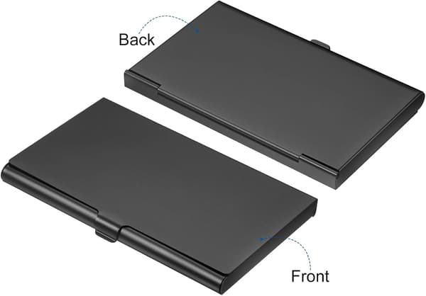 2 stk. visitkortholder, aluminiumlegering flip cover, sort