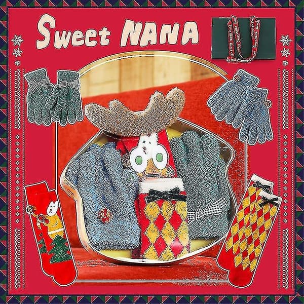 4-pack Julklappsförpackning Korallfleece Förälder-barn Julstrumpor Julklappspåse Stickade strumpor