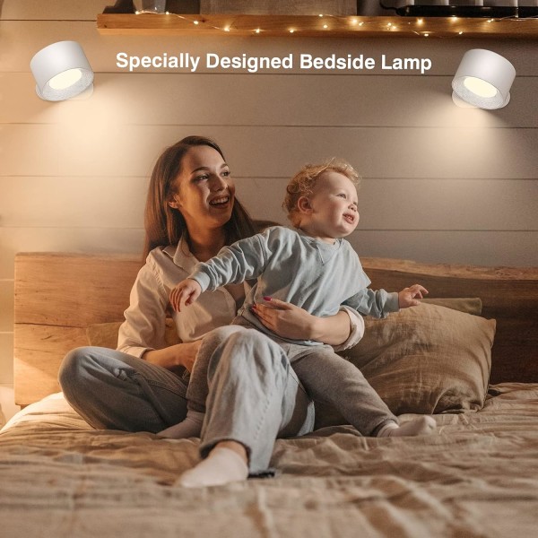 Skrivebordslampe LED, bordlampe oppladbar batteri multifunksjonell nattbordslampe dimbar berøringskontroll varm / hvit fargetemperaturmodus 360° roter white