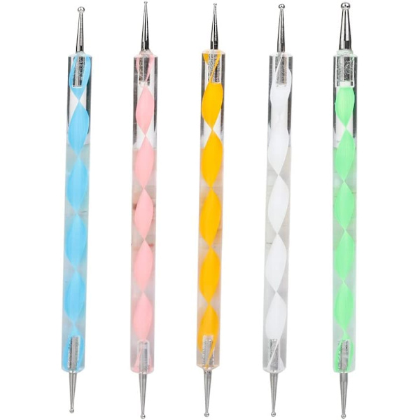 Dotting Tools Sæt, 5 stk. Nail Art 2-vejs Dotting Pen Værktøj