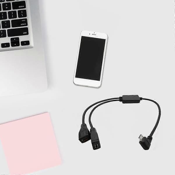 Splitter Micro USB-kabel, 5-pinners hann til 2 hunn Y-splitterkabel lader
