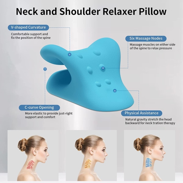 Nackbår för smärtlindring i nacken, kiropraktisk kudde (blå)