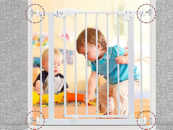 Hvidt sæt med 4 snap-on babygitre med M10 gevindstang - Babysikkerhedsgitter tilbehør