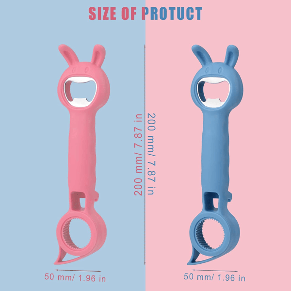 2pcs 4 in 1 Bottle Opener, Stainless Steel (Pink, Blue)