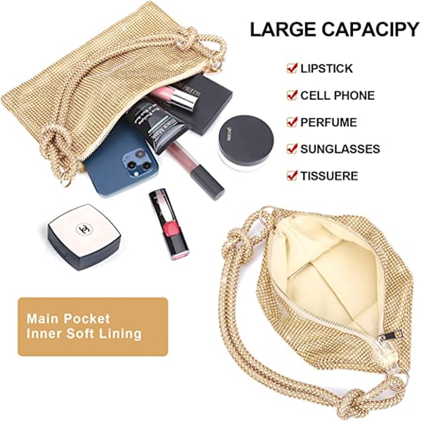 Crossbody taske til kvinder Golder Clutch taske Aften håndtaske pung