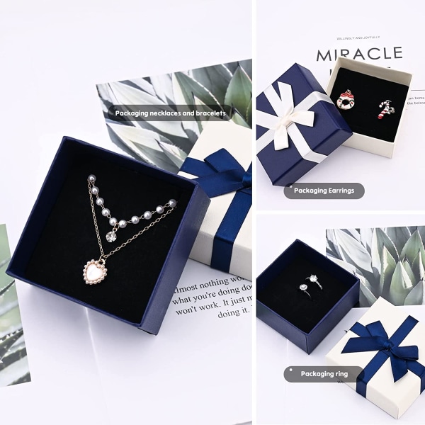 2-pack smycken presentaskar med lock, 7,5x7,5x3,5 cm Blå