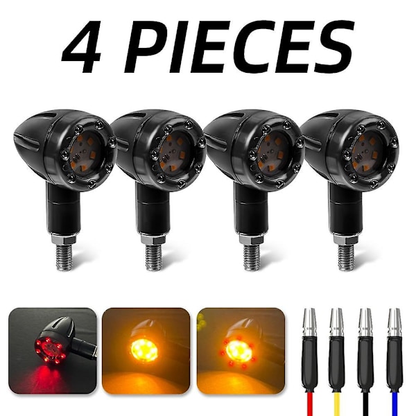 2/4 stk. Motorcykel Blinklys Mini Bullet LED Gult Advarselslys Blinklys til Harley Honda 2pcs