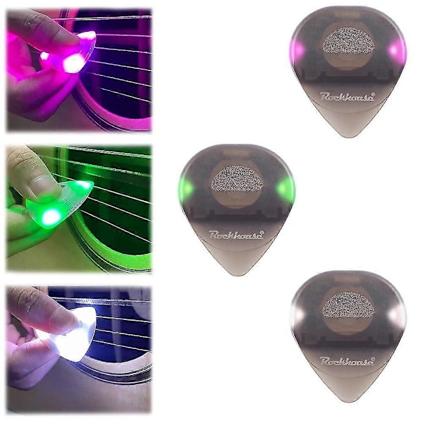 Snygg LED-upplyst lysande gitarrplock Touch Luminous Elektrisk Gitarr Ukulele Bas Plectrum Kreativa Gåvor purple