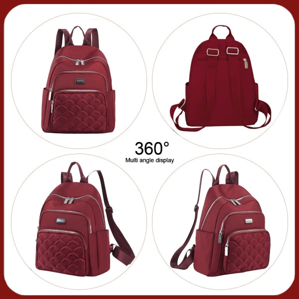 Women's Backpack Nylon Casual Backpacks (Wine Red)