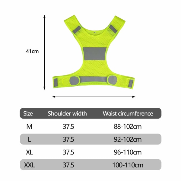 Justerbar sikkerhetsvest med høy synlighet, refleksvest, utstyr for nattsykling, løpejakke for menn og kvinner, utendørs sportssykling (L, 2 stk.)