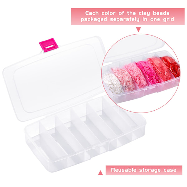 6000 stk. flade lerperler i pink, lerperler til armbånd, Heishi-perler i polymer ler til smykkefremstilling (6 mm)