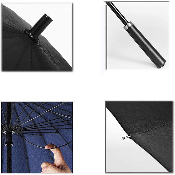 Stick Umbrella Dobbelt Baldakin 24 Ribber Sol og Regn Dobbelt(Pink)