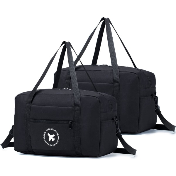 Ryanair Cabin Bag 40x20x25 Travel Duffle Bag 2 Pack Sammenleggbar undersete Cabin Bag Vanntett Weekend Bag Lett bærebagasje bag black 2 park