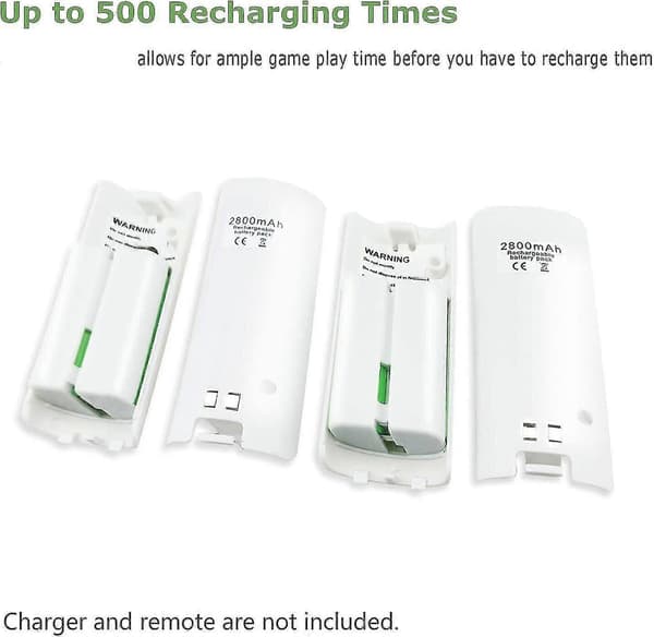 4-pak genopladelige batteripakker til Wii og Wii U Remote Controller 2800mAh-XinHan