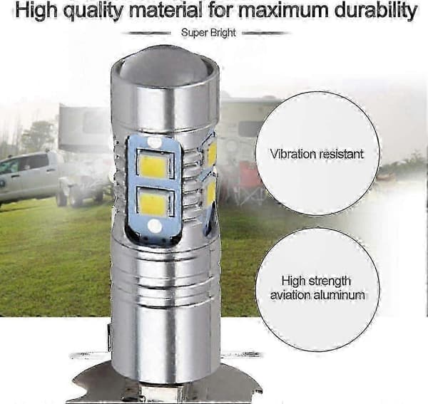 2-pakning LED tåkelyspærer, 12V-24V DC Super Bright White Headlight Conversion Kit H3