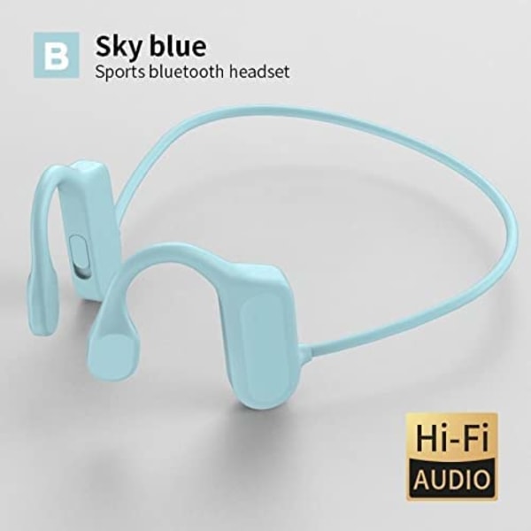 Beinledning Bone Conduction Hodetelefoner, Vanntett HiFi Stereo (Blå)