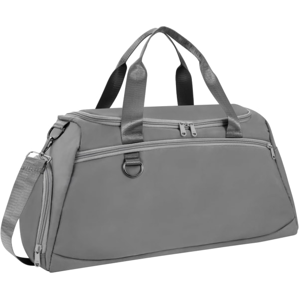 Sports Tote Gym Bag, Cloudgree Reise Duffel Bag for Sports, Gyms og Weekend Getaway, Vanntett Bagasje Bag med Sko og Våte Klær Rom grey