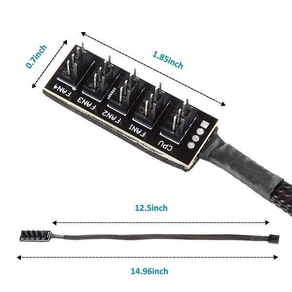 4-polet PWM-blæserhub, 4-polet stik til CPU-blæser PC-blæserhub, 4-polet PWM-blæsersplitterkabel, egnet til computer-pc-blæserkabel