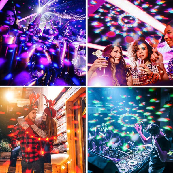 Disco-scenljus, 7 RGB-färgfestljudskontrollprojektor