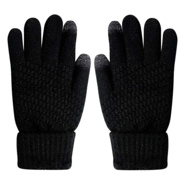 Dame vinterhandsker, strikkede handsker, touchscreen handsker, sport, varme og vindafvisende vinterhandsker black