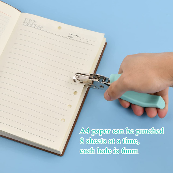 6 mm:n yksireikäinen reikäleima paperille ja kortille, DIY-askarteluun (vihreä)
