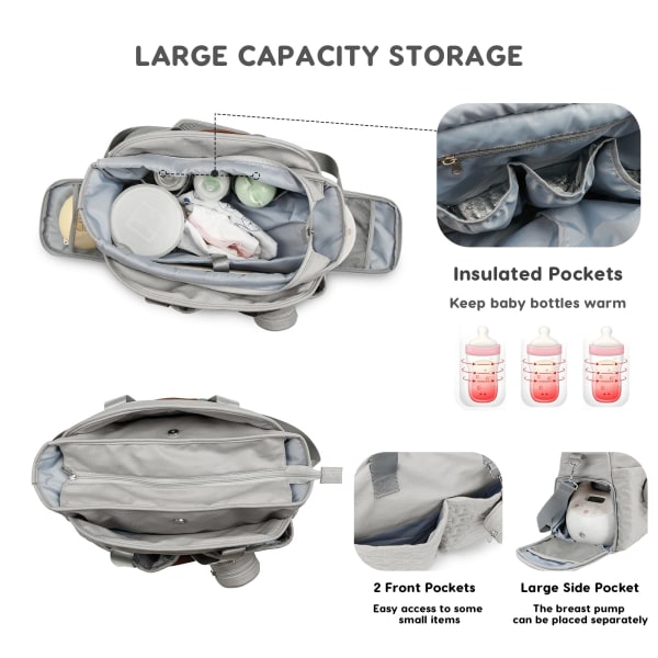 Multifunksjonell og stilig stelleveske for baby, stor kapasitet, vanntett stelleveske, skulderveske