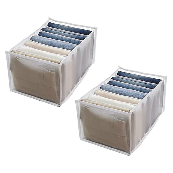 2 stk. 7-roms vaskbar klesskaporganisator, oppbevaringsboks for jeans