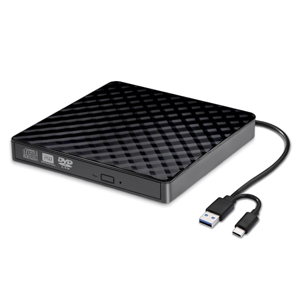 Ekstern CD DVD-stasjon, USB 3.0 og Type-C bærbar CD DVD