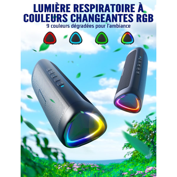 Portabel Bluetooth-högtalare BT5.3 Trådlös Högtalare med TWS-parning 24 timmars Speltid 30m Räckvidd RGB LED-ljus Vattentät IPX5 HD Stereo Handsfree