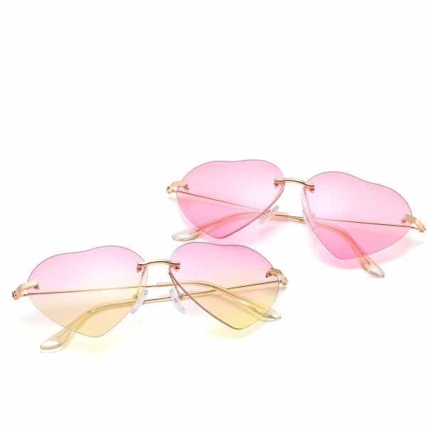 Solbriller kvinners hjerteformede solbriller rosa og gule