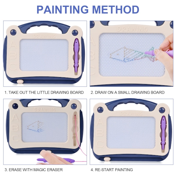Magnetisk ritplatta för småbarn, färgläggning, raderbar doodle-sketchplatta med stämpelkort, födelsedagspresent, resleksaker