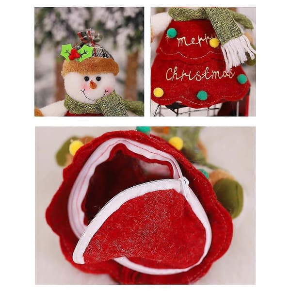 Set med 3 juläppleväskor, julklappsväska, julgransdesign Snögubbe, godispåse presentpåsedekorationer till jul