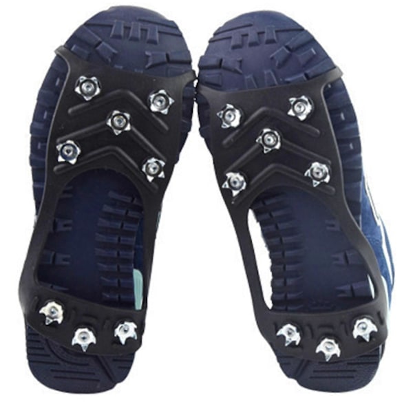 8 Spidser Anti-Skrid Sikkerhedssko Spikes Crampon Anti-Is På Sko Slip (2 Par, Sort)