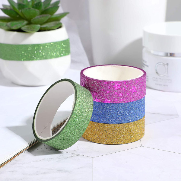 20 ruller Glitter Washi Tape Farget