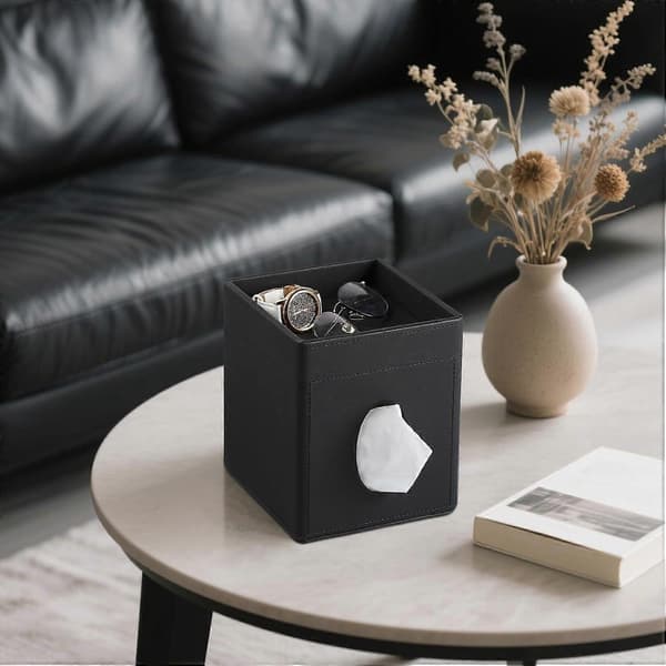 1 stk. Tissue Box Cover, PU Lær Firkantet Tissue Box Holder