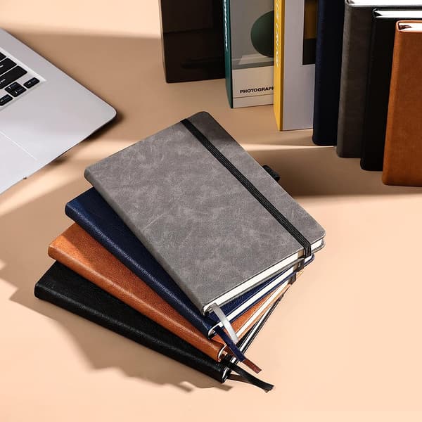 A5 notesbog med premium papir, 200 sider skrive A5 notesbog journal, kunstlæder klassisk hardcover, sort